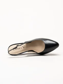 Caprice - Svarta slingback pumps i skinn