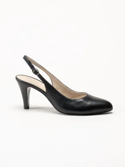 Caprice - Svarta slingback pumps i skinn