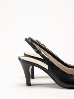 Caprice - Svarta slingback pumps i skinn