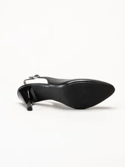 Caprice - Svarta slingback pumps i skinn