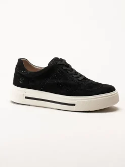 Caprice - Svarta sneakers i mocka