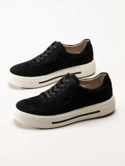 Caprice - Svarta sneakers i mocka