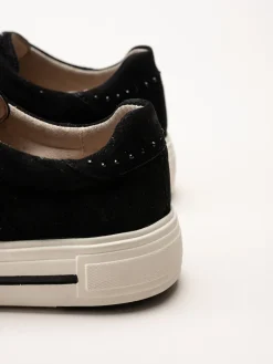 Caprice - Svarta sneakers i mocka
