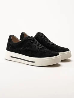 Caprice - Svarta sneakers i mocka