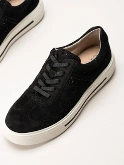 Caprice - Svarta sneakers i mocka