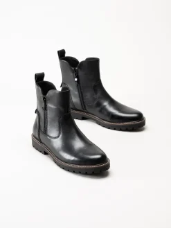 Caprice - Svarta varmfodrade boots i skinn