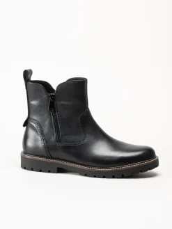 Caprice - Svarta varmfodrade boots i skinn