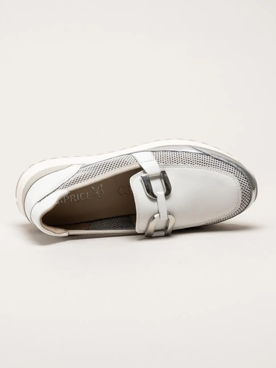 Caprice - Vita loafers i skinn