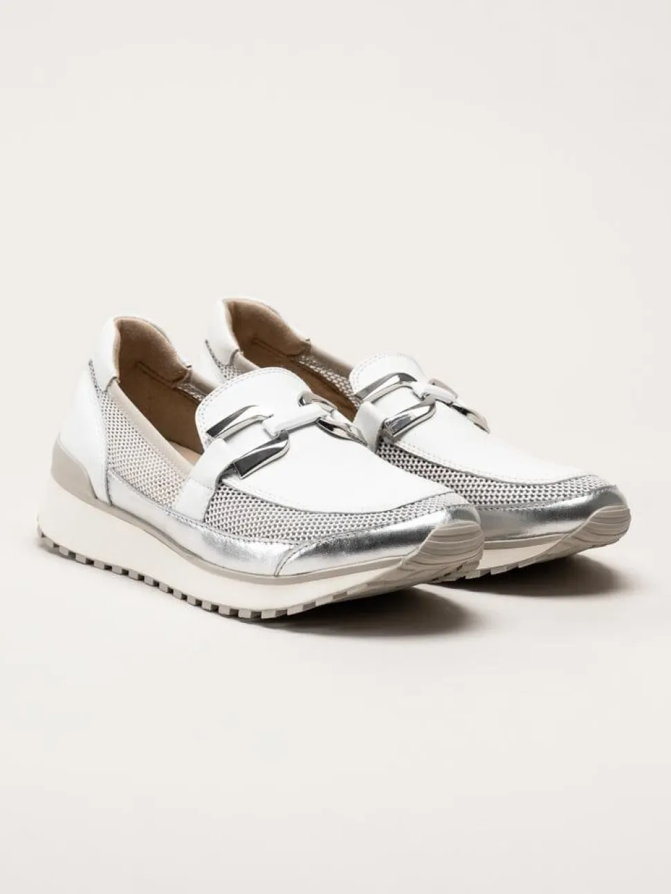 Caprice - Vita loafers i skinn