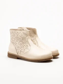 Charlotte of Sweden - Offwhite boots i skinn