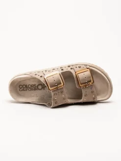 Colors of California - Beige Bio-sandaler i mocka med strass