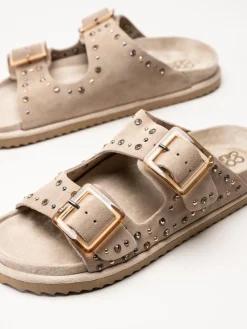 Colors of California - Beige Bio-sandaler i mocka med strass