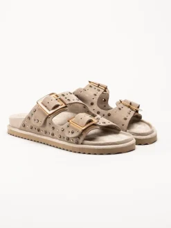 Colors of California - Beige Bio-sandaler i mocka med strass