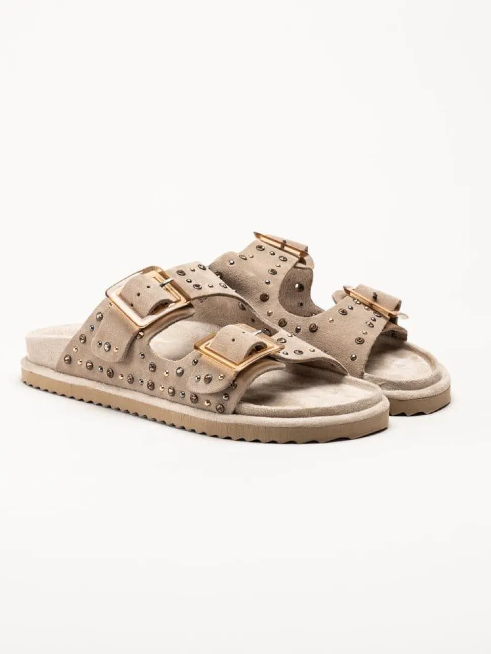 Colors of California - Beige Bio-sandaler i mocka med strass