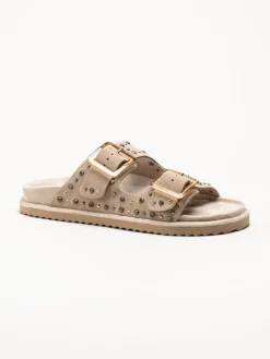 Colors of California - Beige Bio-sandaler i mocka med strass