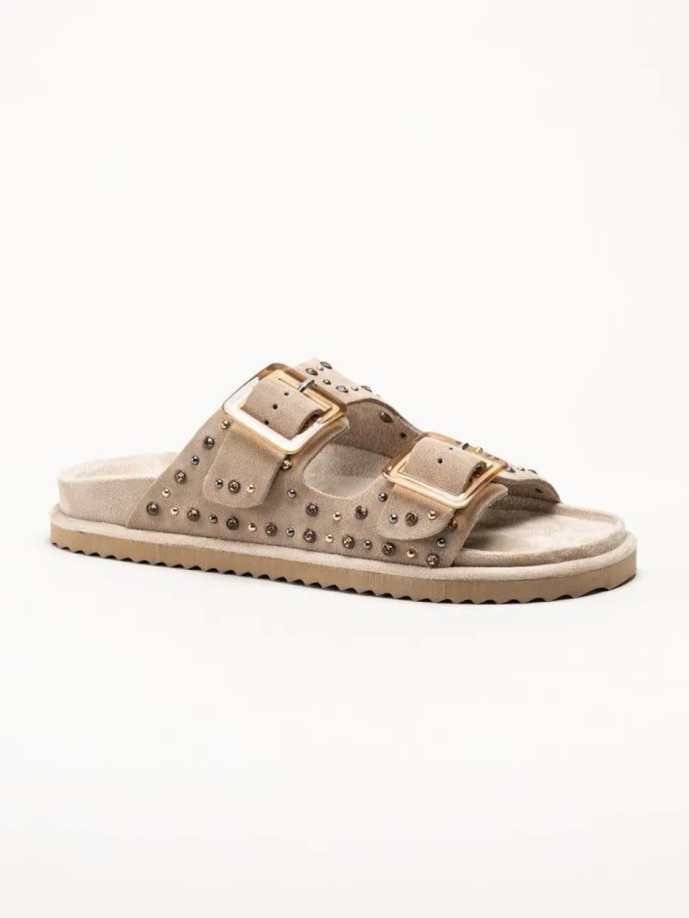 Colors of California - Beige Bio-sandaler i mocka med strass