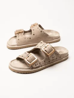 Colors of California - Beige Bio-sandaler i mocka med strass