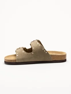 CpH Comfort - Grågröna slip in sandaler i mocka