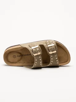 CpH Comfort - Grågröna slip in sandaler i mocka