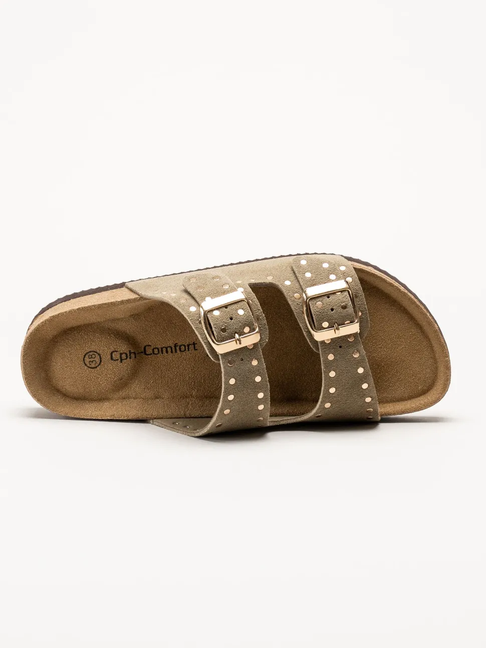 CpH Comfort - Grågröna slip in sandaler i mocka