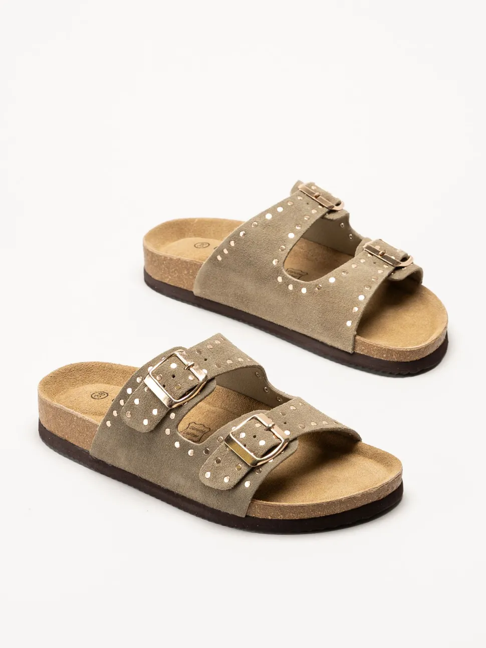 CpH Comfort - Grågröna slip in sandaler i mocka