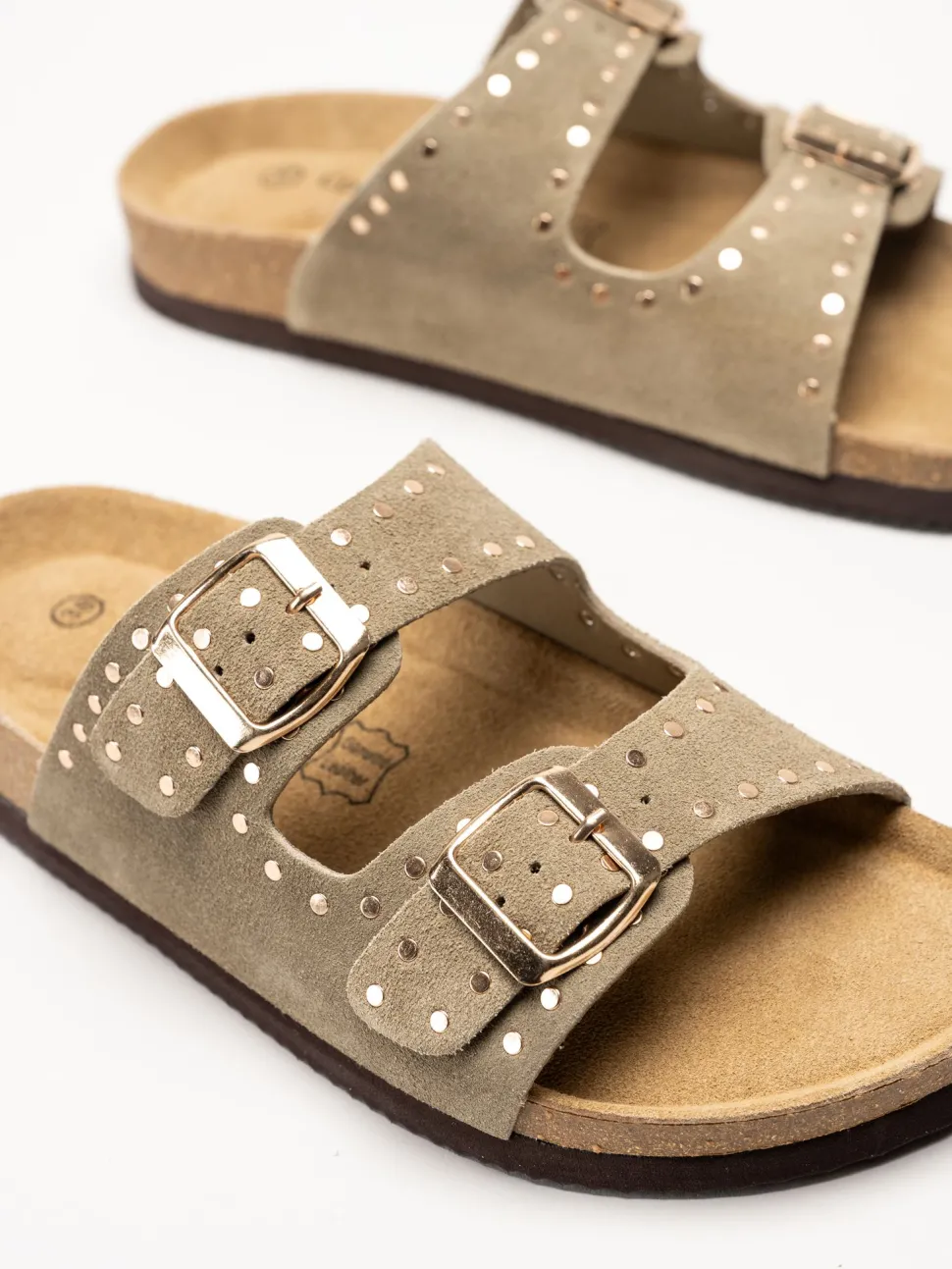 CpH Comfort - Grågröna slip in sandaler i mocka