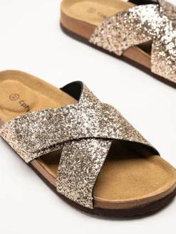 CpH Comfort - Guldglittriga slip in sandaler