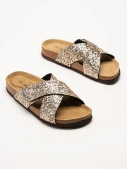 CpH Comfort - Guldglittriga slip in sandaler