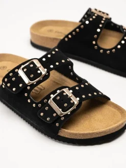 CpH Comfort - Svarta slip in sandaler i mocka