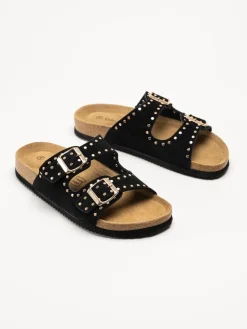 CpH Comfort - Svarta slip in sandaler i mocka