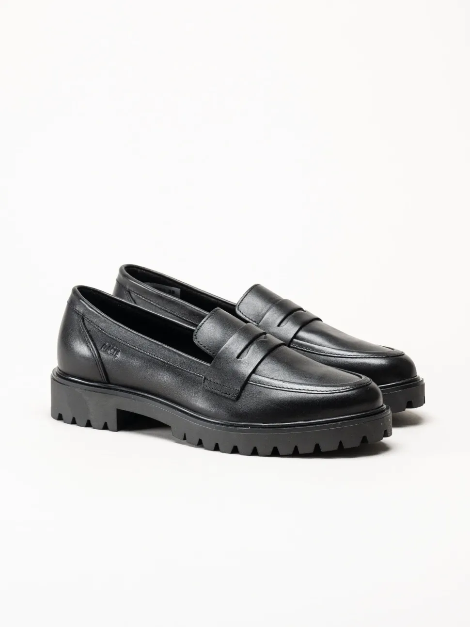 Dasia - Lita - Svarta pennyloafers i skinn