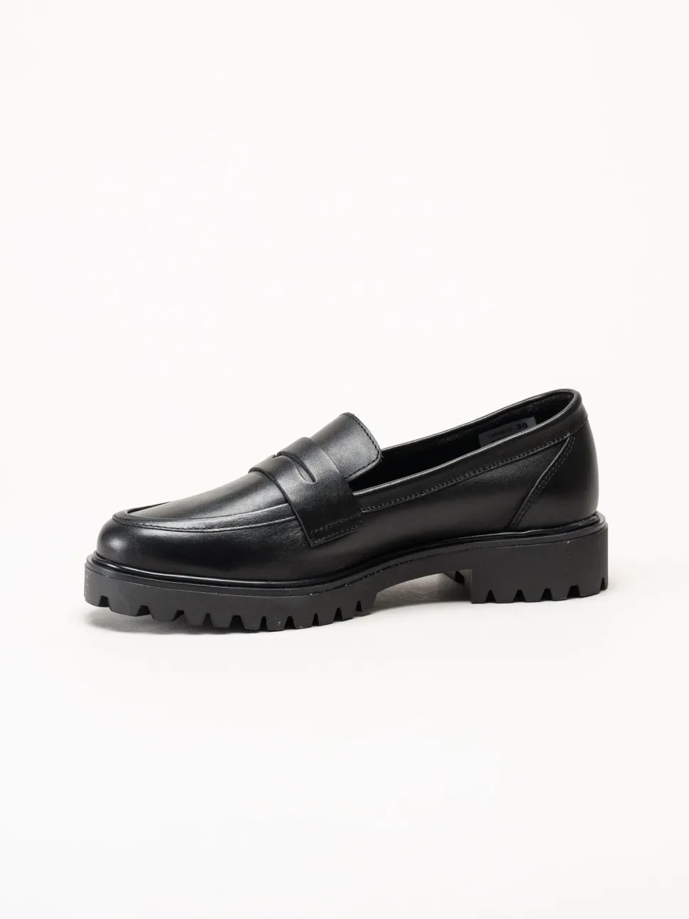 Dasia - Lita - Svarta pennyloafers i skinn