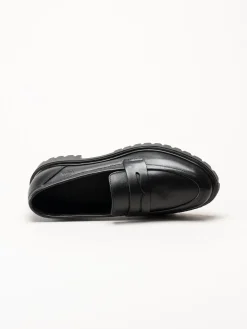 Dasia - Lita - Svarta pennyloafers i skinn