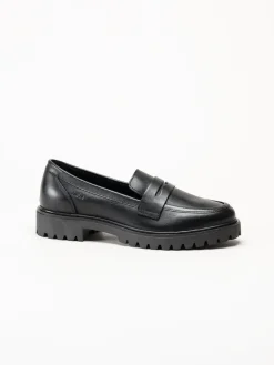 Dasia - Lita - Svarta pennyloafers i skinn