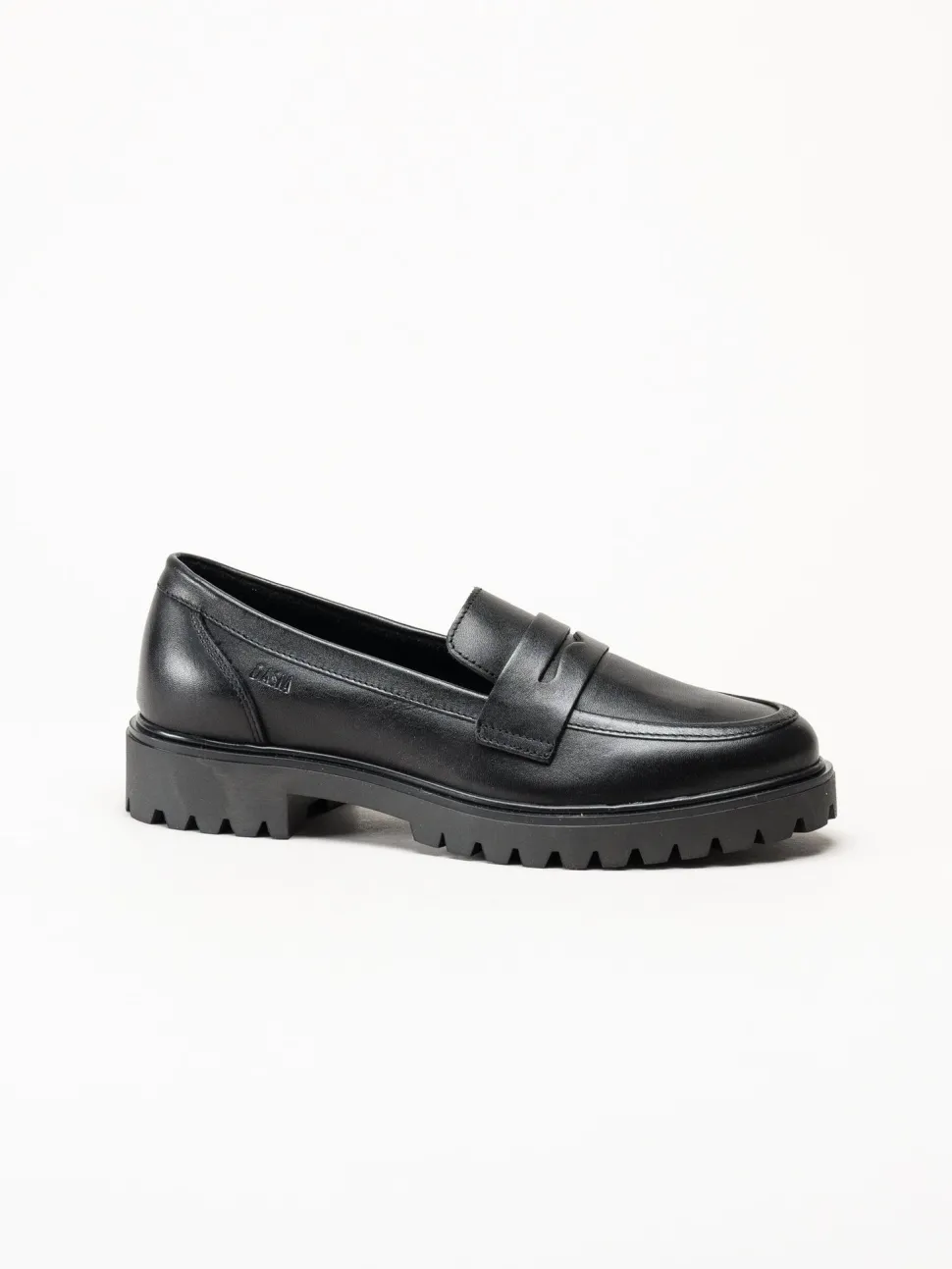 Dasia - Lita - Svarta pennyloafers i skinn