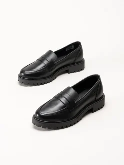 Dasia - Lita - Svarta pennyloafers i skinn