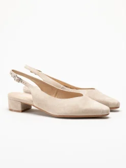 Dasia - Verbena - Beige slingback pumps i mocka