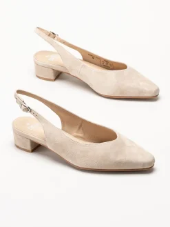 Dasia - Verbena - Beige slingback pumps i mocka