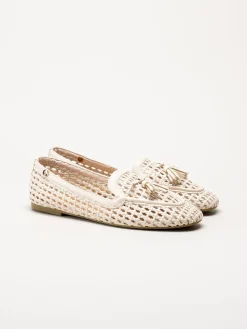 Duffy - Beige flätad loafers