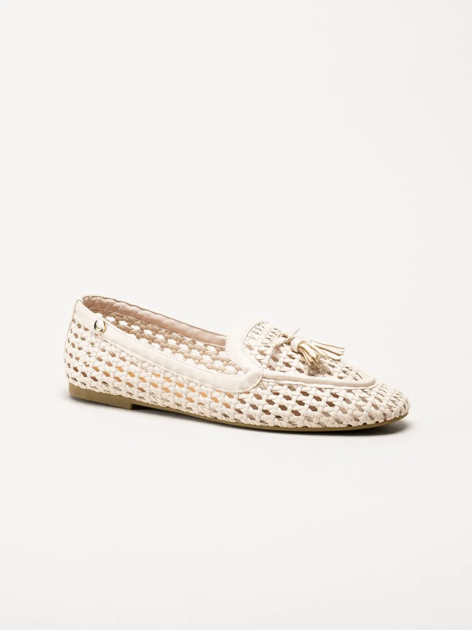 Duffy - Beige flätad loafers