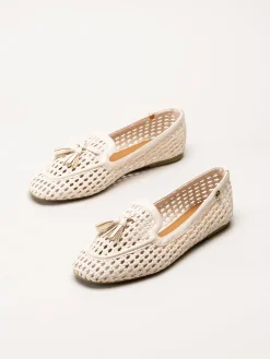 Duffy - Beige flätad loafers