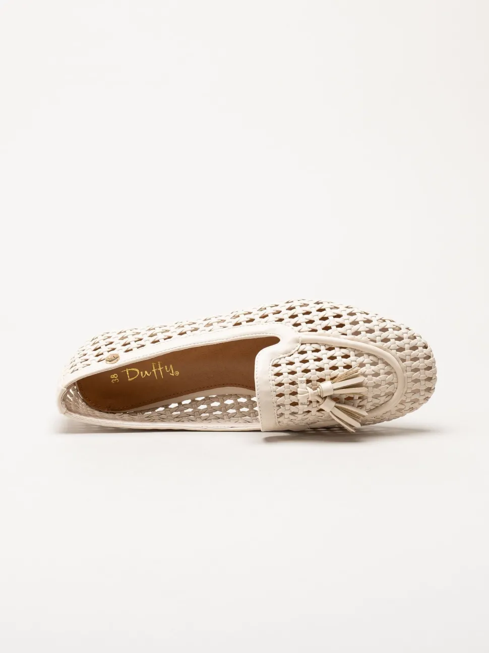 Duffy - Beige flätad loafers
