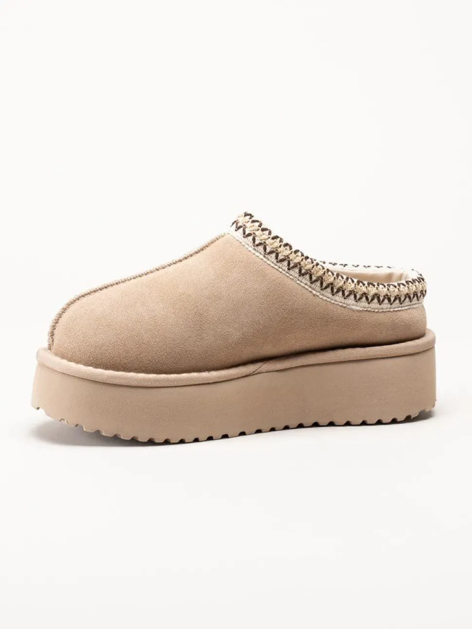 Duffy - Beige fodrade slippers i mocka