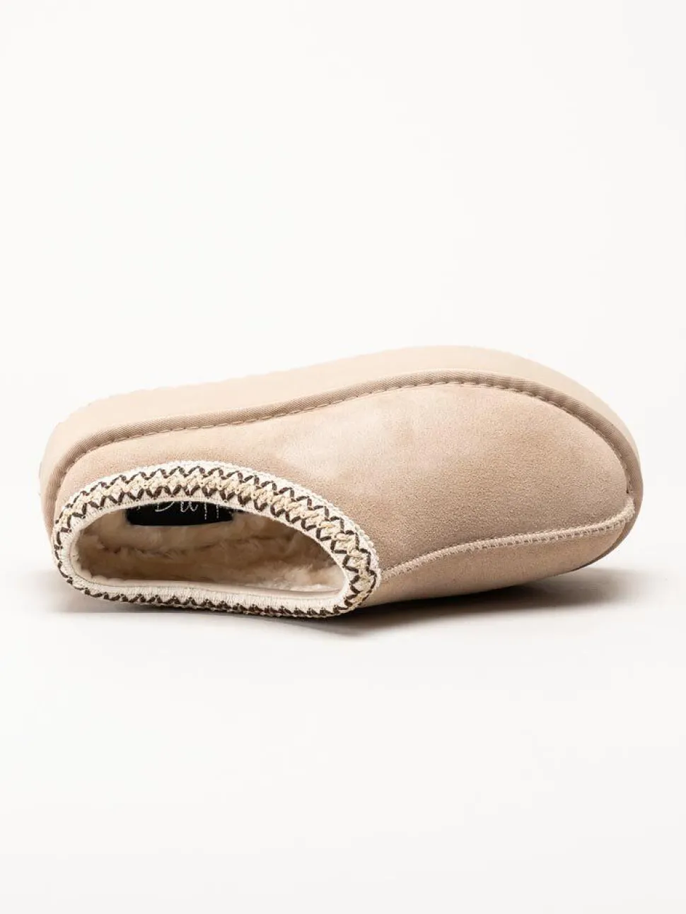 Duffy - Beige fodrade slippers i mocka