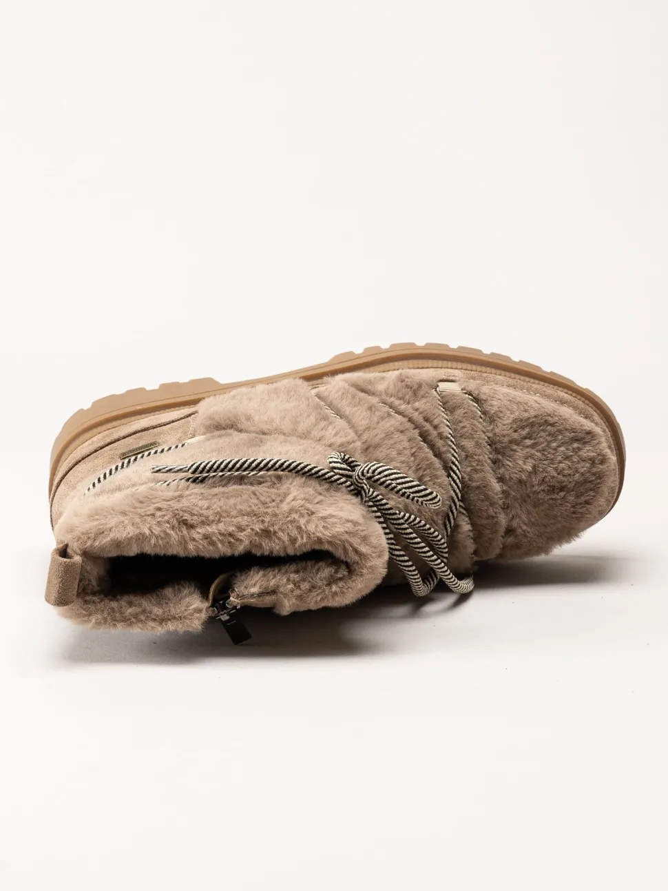Duffy - Beige kängor i fuskpäls