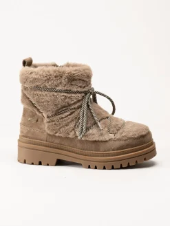 Duffy - Beige kängor i fuskpäls