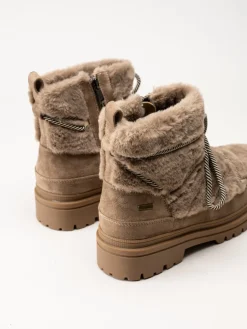 Duffy - Beige kängor i fuskpäls
