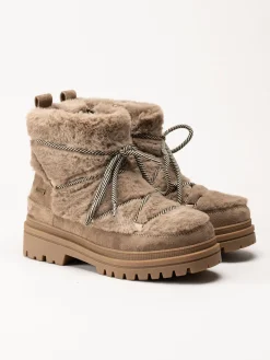 Duffy - Beige kängor i fuskpäls