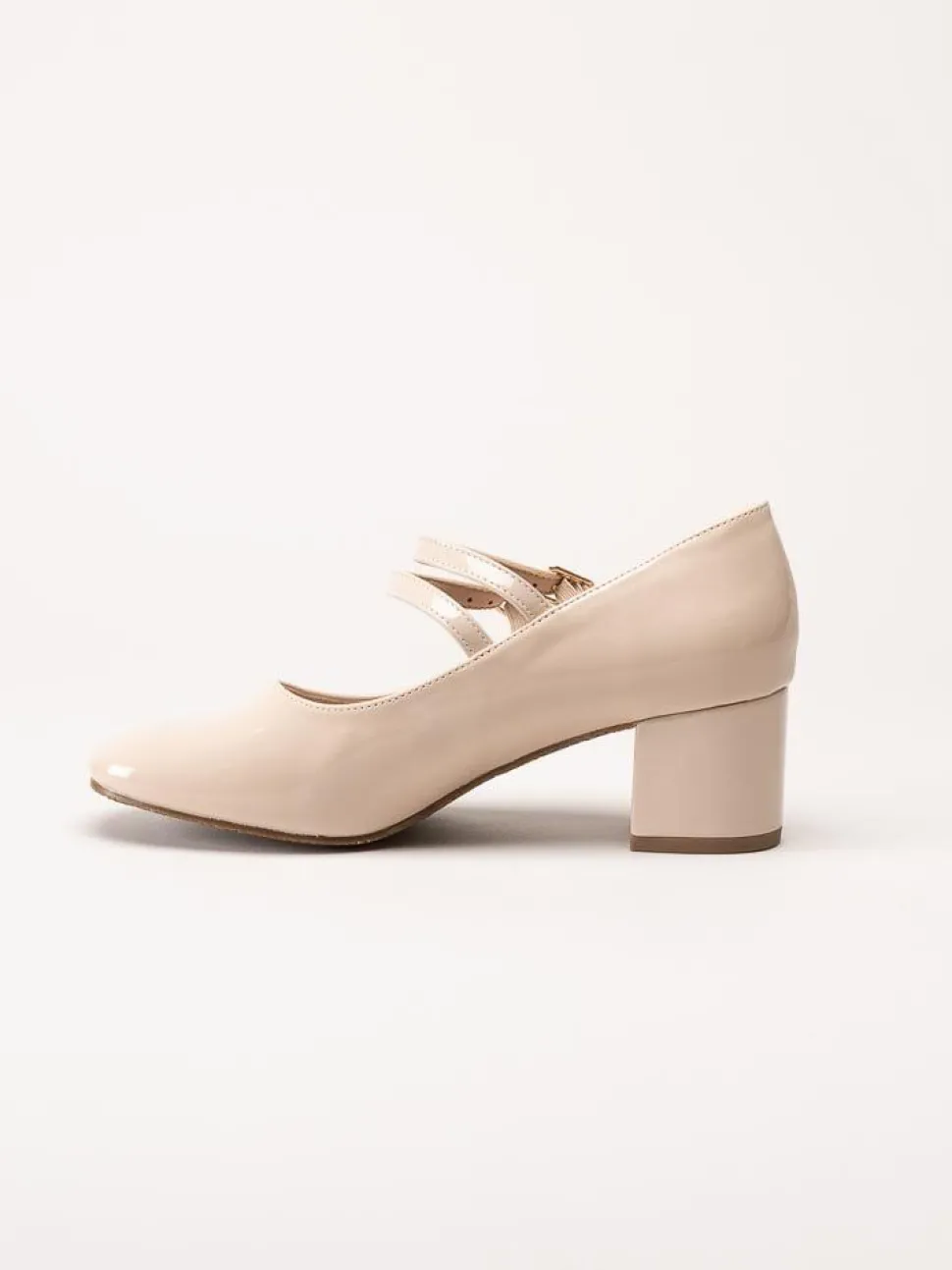 Duffy - Beige lackpumps med remmar