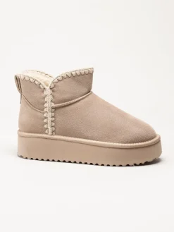 Duffy - Beige varmfodrade platåboots i mocka